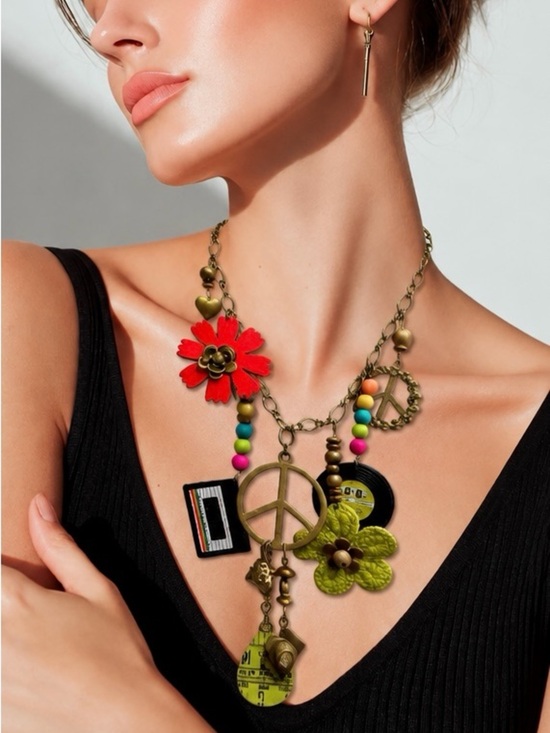 Jewelry - NWT Spin the Record Groovy Charm Necklace Primitive Peddler